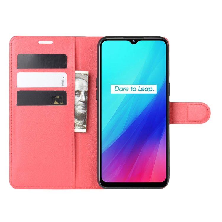 For OPPO Realme C3 (3 Cameras) Litchi Texture Horizontal Flip Protective Case with Holder & Card Slots & Wallet