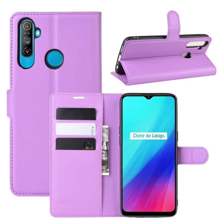 For OPPO Realme C3 (3 Cameras) Litchi Texture Horizontal Flip Protective Case with Holder & Card Slots & Wallet