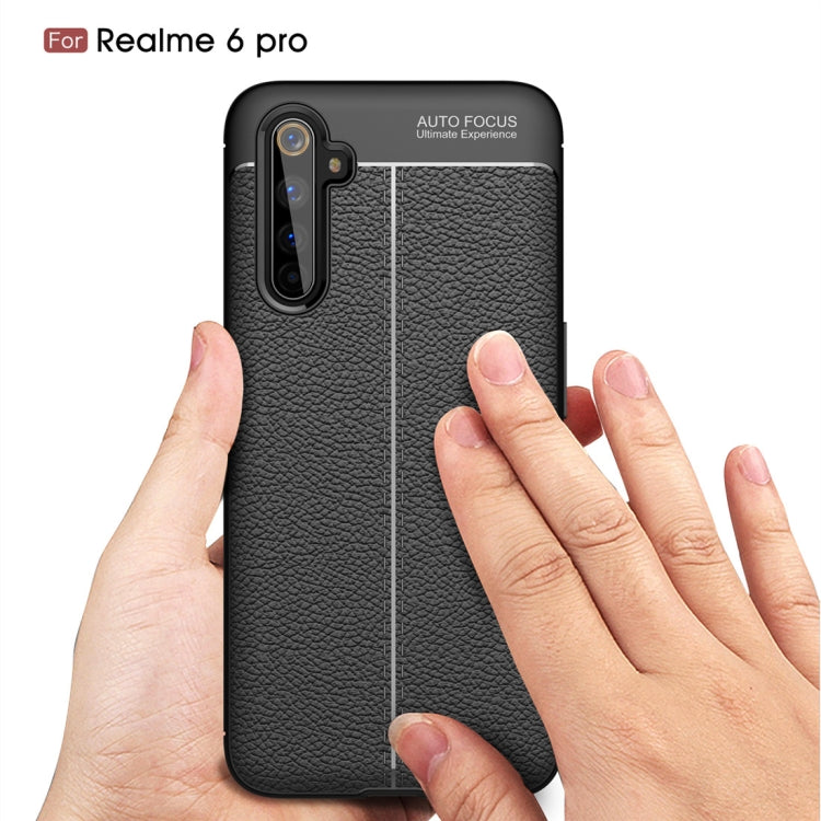 For OPPO Realme 6 Pro Litchi Texture TPU Shockproof Case(Black)