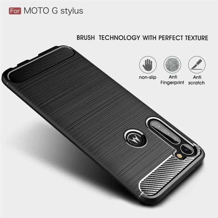 For Moto G Stylus Brushed Texture Carbon Fiber TPU Case(Navy Blue)