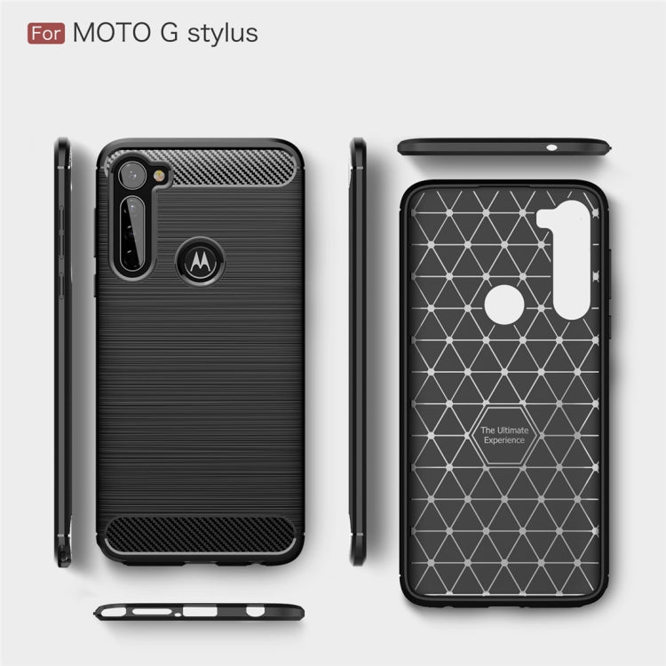For Moto G Stylus Brushed Texture Carbon Fiber TPU Case(Navy Blue)