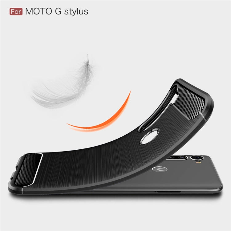 For Moto G Stylus Brushed Texture Carbon Fiber TPU Case(Navy Blue)