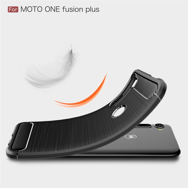 For Moto One Fusion Plus Brushed Texture Carbon Fiber TPU Case(Black)