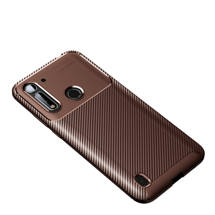 For Moto G8 Power Lite Carbon Fiber Texture Shockproof TPU Case