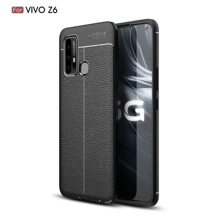 For Vivo Z6 Litchi Texture TPU Shockproof Case(Black)
