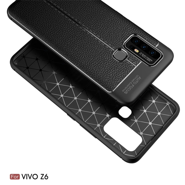 For Vivo Z6 Litchi Texture TPU Shockproof Case(Black)