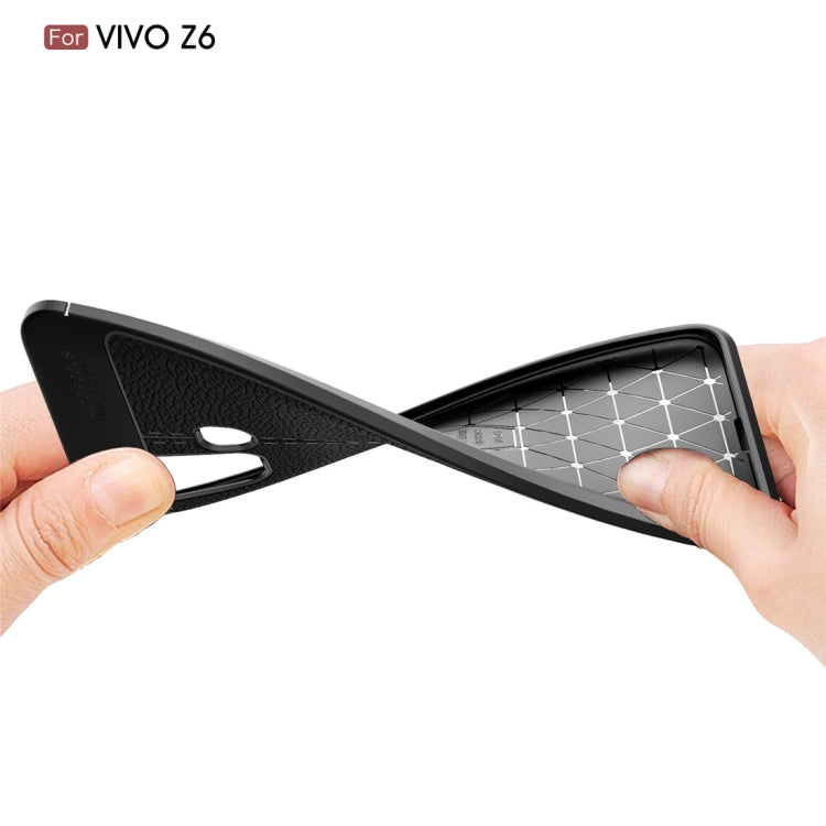 For Vivo Z6 Litchi Texture TPU Shockproof Case(Black)