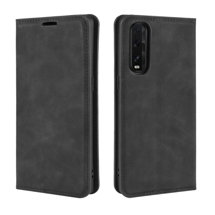 For Oppo Find X2 Retro-skin Business Magnetic Suction Leather Case with Holder & Card Slots & Wallet