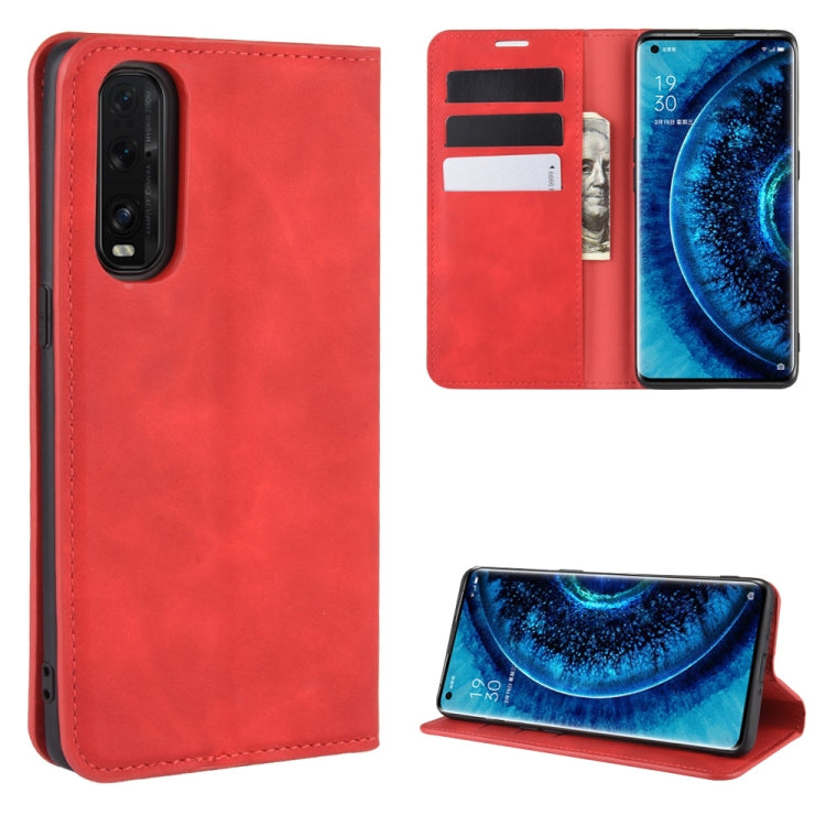 For Oppo Find X2 Retro-skin Business Magnetic Suction Leather Case with Holder & Card Slots & Wallet