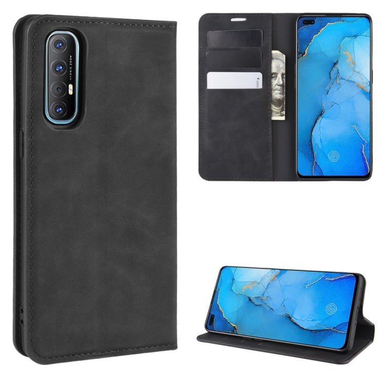 For Oppo Reno3 Pro Retro-skin Business Magnetic Suction Leather Case with Holder & Card Slots & Wallet