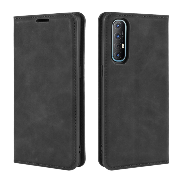 For Oppo Reno3 Pro Retro-skin Business Magnetic Suction Leather Case with Holder & Card Slots & Wallet