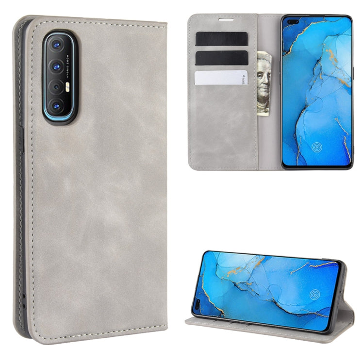 For Oppo Reno3 Pro Retro-skin Business Magnetic Suction Leather Case with Holder & Card Slots & Wallet