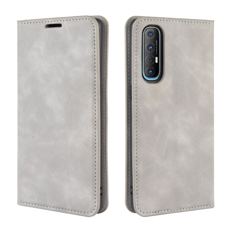 For Oppo Reno3 Pro Retro-skin Business Magnetic Suction Leather Case with Holder & Card Slots & Wallet