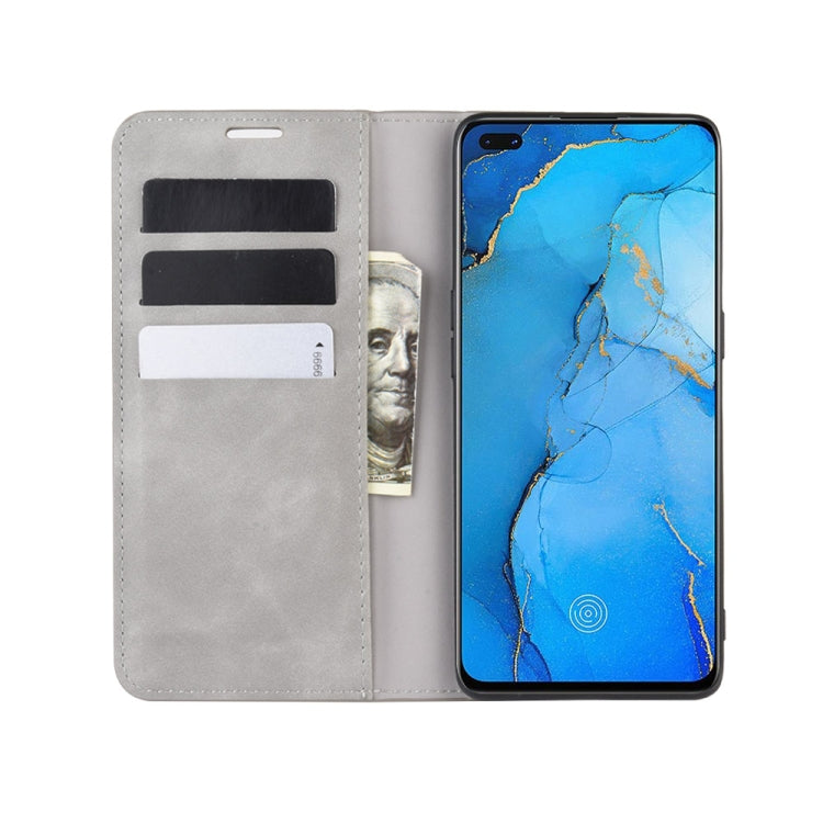 For Oppo Reno3 Pro Retro-skin Business Magnetic Suction Leather Case with Holder & Card Slots & Wallet
