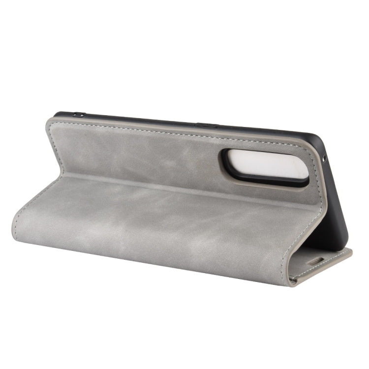 For Oppo Reno3 Pro Retro-skin Business Magnetic Suction Leather Case with Holder & Card Slots & Wallet