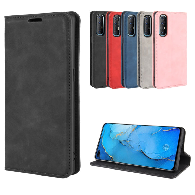 For Oppo Reno3 Pro Retro-skin Business Magnetic Suction Leather Case with Holder & Card Slots & Wallet