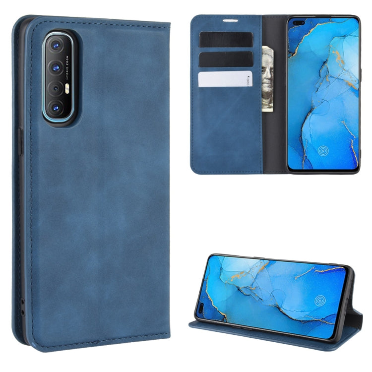 For Oppo Reno3 Pro Retro-skin Business Magnetic Suction Leather Case with Holder & Card Slots & Wallet