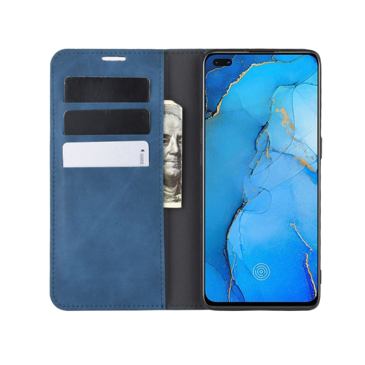 For Oppo Reno3 Pro Retro-skin Business Magnetic Suction Leather Case with Holder & Card Slots & Wallet