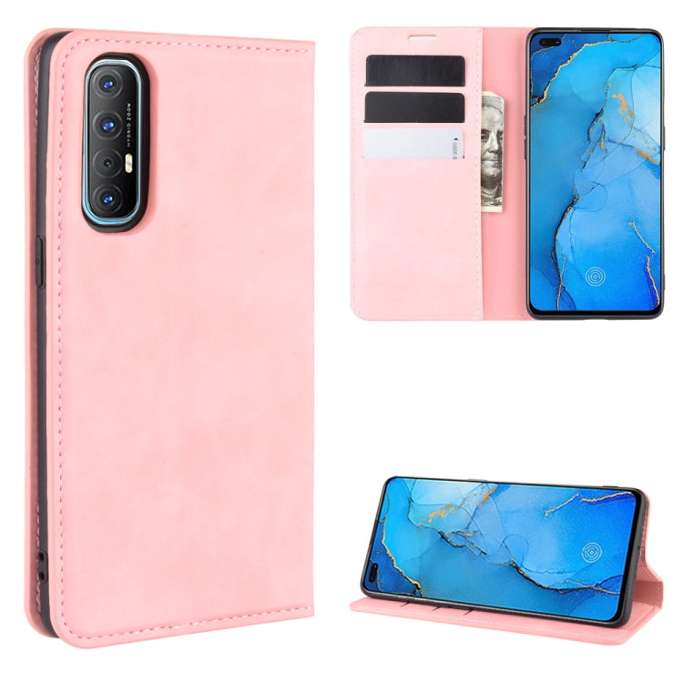 For Oppo Reno3 Pro Retro-skin Business Magnetic Suction Leather Case with Holder & Card Slots & Wallet
