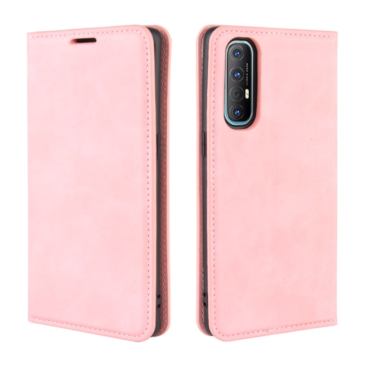 For Oppo Reno3 Pro Retro-skin Business Magnetic Suction Leather Case with Holder & Card Slots & Wallet