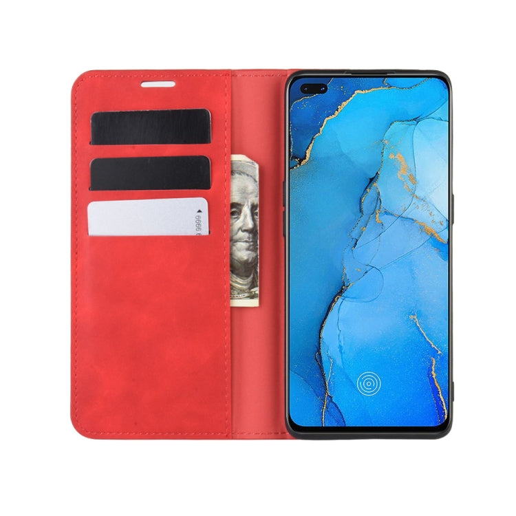 For Oppo Reno3 Pro Retro-skin Business Magnetic Suction Leather Case with Holder & Card Slots & Wallet