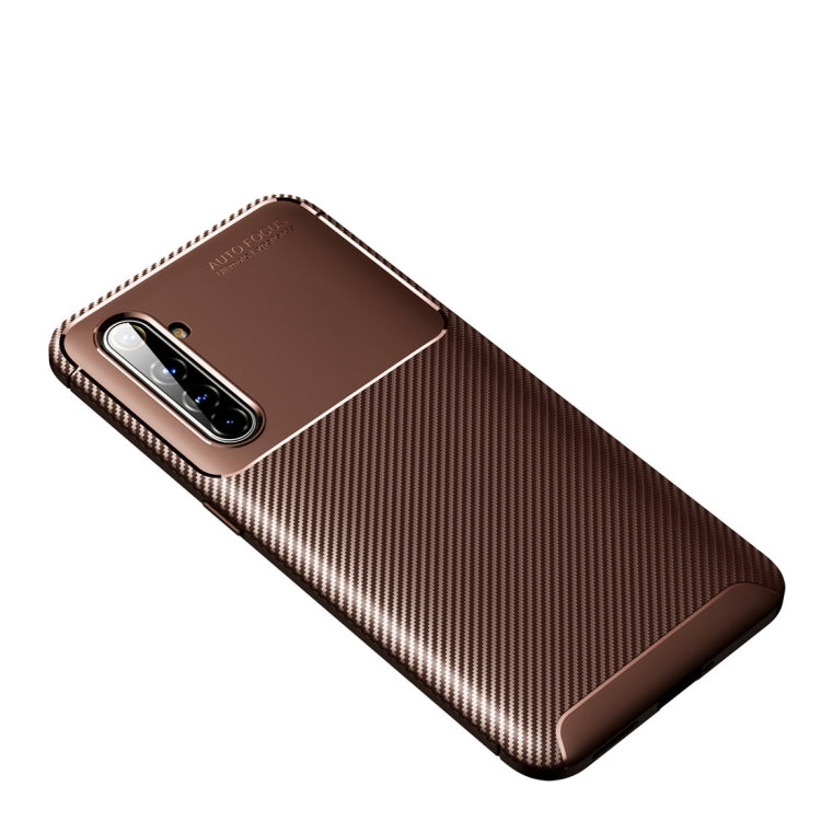 For OPPO Realme X50 Pro Carbon Fiber Texture Shockproof TPU Case(Brown)