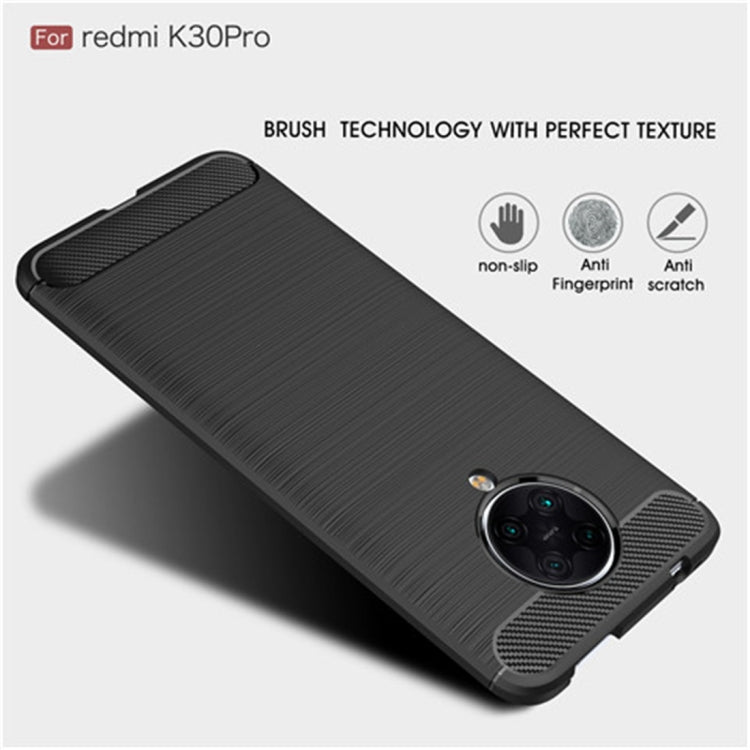 For Xiaomi Redmi K30 Pro Brushed Texture Carbon Fiber TPU Case(Red)