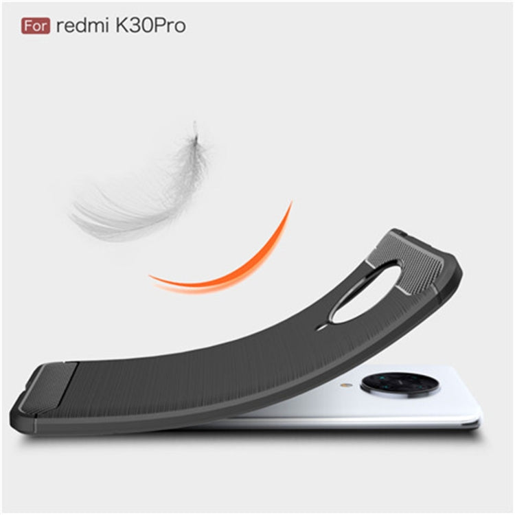 For Xiaomi Redmi K30 Pro Brushed Texture Carbon Fiber TPU Case(Red)