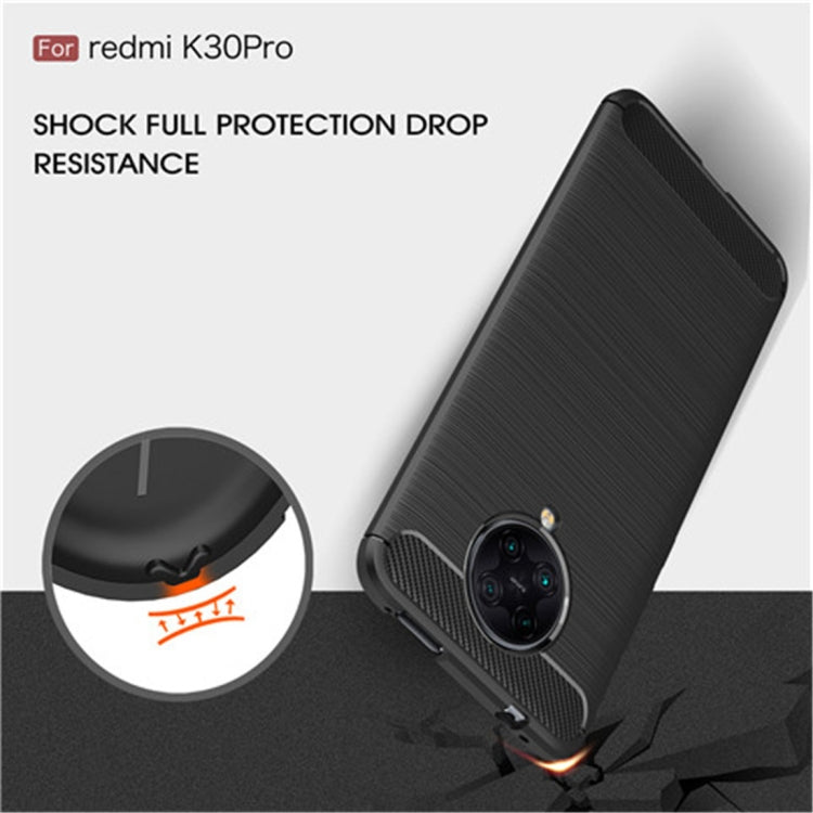 For Xiaomi Redmi K30 Pro Brushed Texture Carbon Fiber TPU Case(Red)