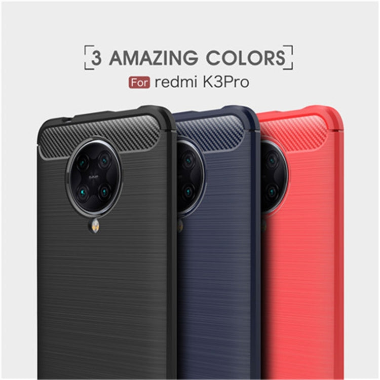 For Xiaomi Redmi K30 Pro Brushed Texture Carbon Fiber TPU Case(Red)