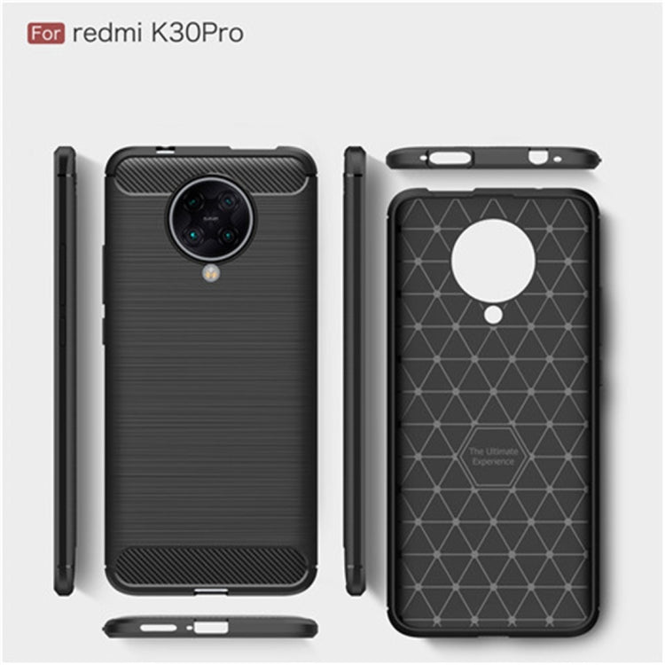 For Xiaomi Redmi K30 Pro Brushed Texture Carbon Fiber TPU Case(Red)