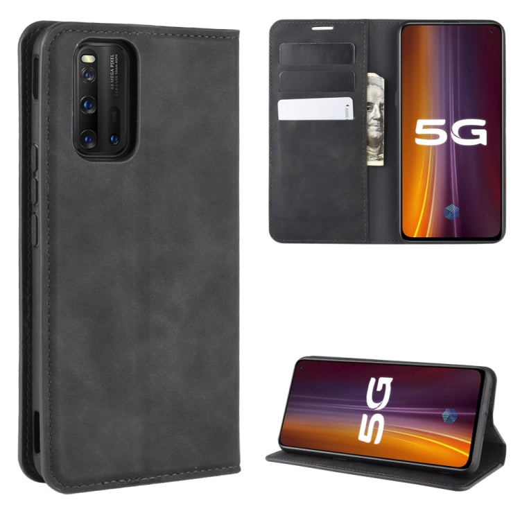 For vivo iQOO 3 5G Retro-skin Business Magnetic Suction Leather Case with Holder & Card Slots & Wallet