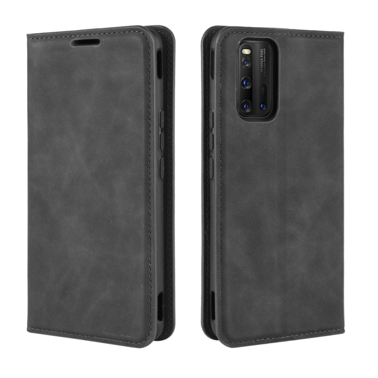 For vivo iQOO 3 5G Retro-skin Business Magnetic Suction Leather Case with Holder & Card Slots & Wallet