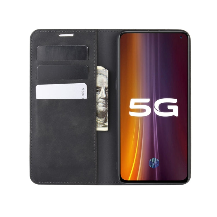 For vivo iQOO 3 5G Retro-skin Business Magnetic Suction Leather Case with Holder & Card Slots & Wallet