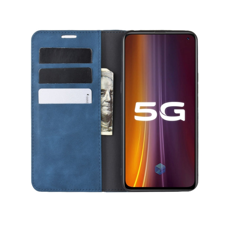 For vivo iQOO 3 5G Retro-skin Business Magnetic Suction Leather Case with Holder & Card Slots & Wallet