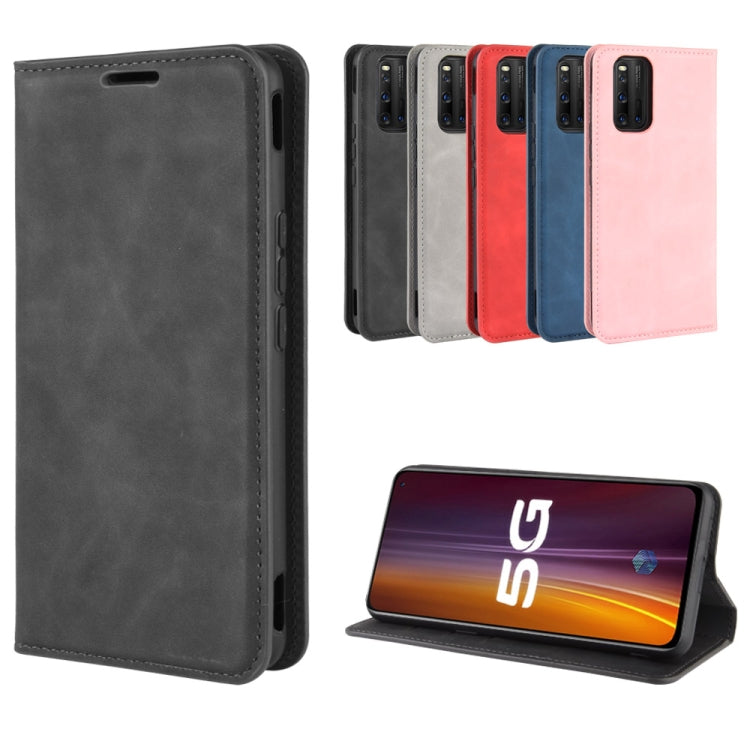For vivo iQOO 3 5G Retro-skin Business Magnetic Suction Leather Case with Holder & Card Slots & Wallet