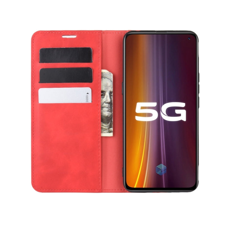 For vivo iQOO 3 5G Retro-skin Business Magnetic Suction Leather Case with Holder & Card Slots & Wallet