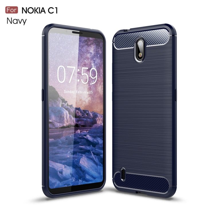 For Nokia C1 Brushed Texture Carbon Fiber TPU Case