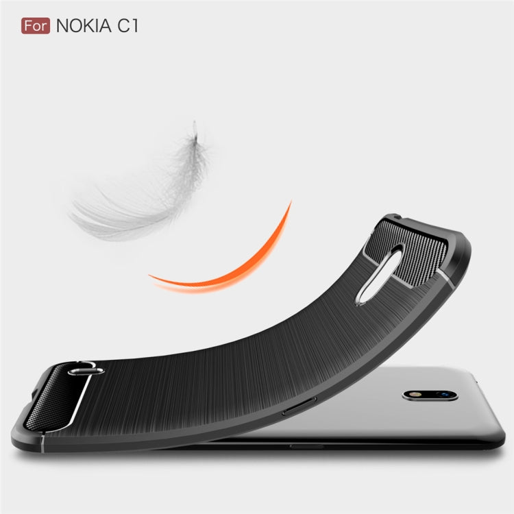 For Nokia C1 Brushed Texture Carbon Fiber TPU Case