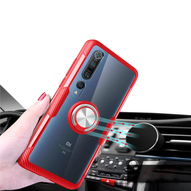 For Xiaomi Mi 10 / 10 Pro Shockproof Transparent TPU + Acrylic Protective Case with Ring Holder