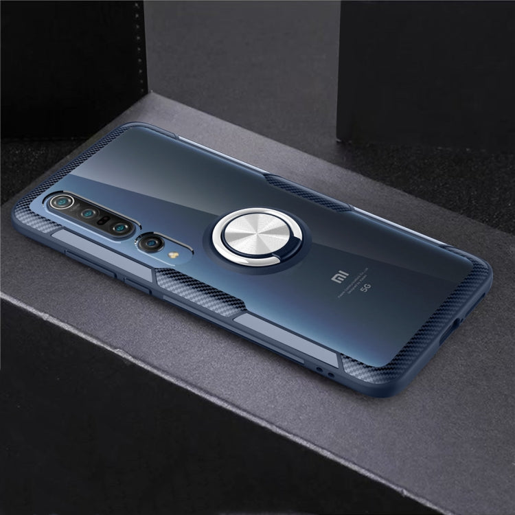 For Xiaomi Mi 10 / 10 Pro Shockproof Transparent TPU + Acrylic Protective Case with Ring Holder