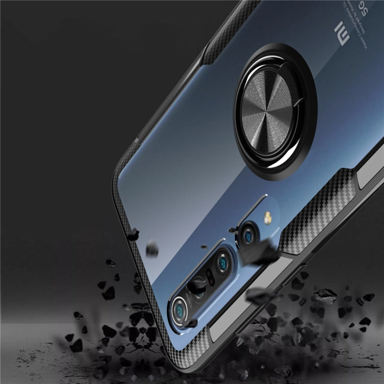 For Xiaomi Mi 10 / 10 Pro Shockproof Transparent TPU + Acrylic Protective Case with Ring Holder
