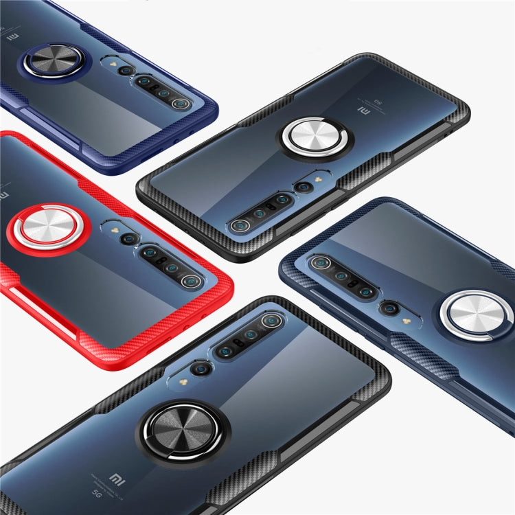 For Xiaomi Mi 10 / 10 Pro Shockproof Transparent TPU + Acrylic Protective Case with Ring Holder