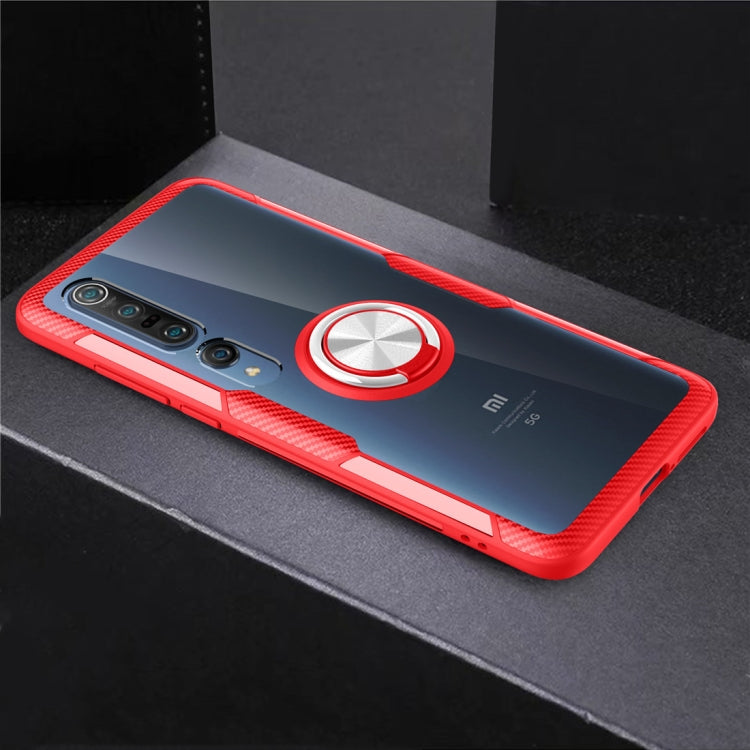 For Xiaomi Mi 10 / 10 Pro Shockproof Transparent TPU + Acrylic Protective Case with Ring Holder