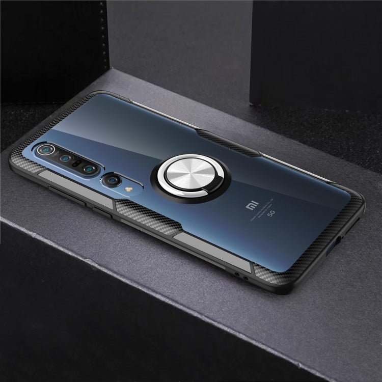For Xiaomi Mi 10 / 10 Pro Shockproof Transparent TPU + Acrylic Protective Case with Ring Holder