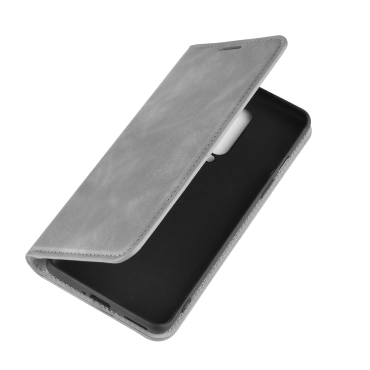 For OnePlus 8 Retro-skin Business Magnetic Suction Leather Case with Holder & Card Slots & Wallet