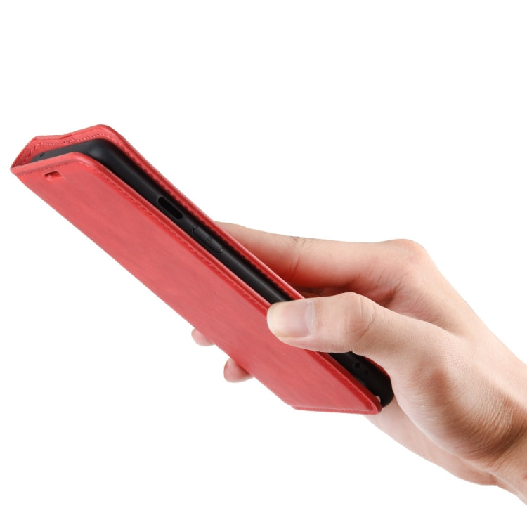 For OnePlus 8 Retro-skin Business Magnetic Suction Leather Case with Holder & Card Slots & Wallet