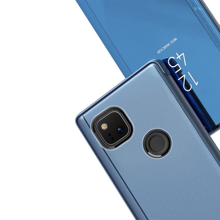 For Google Pixel 4a Plated Mirror Horizontal Flip Leather Case with Holder