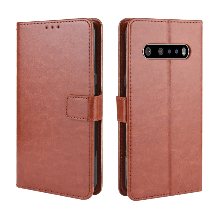 For LG V60 ThinQ 5G Retro Crazy Horse Texture Horizontal Flip Leather Case , with Holder & Card Slots & Photo Frame