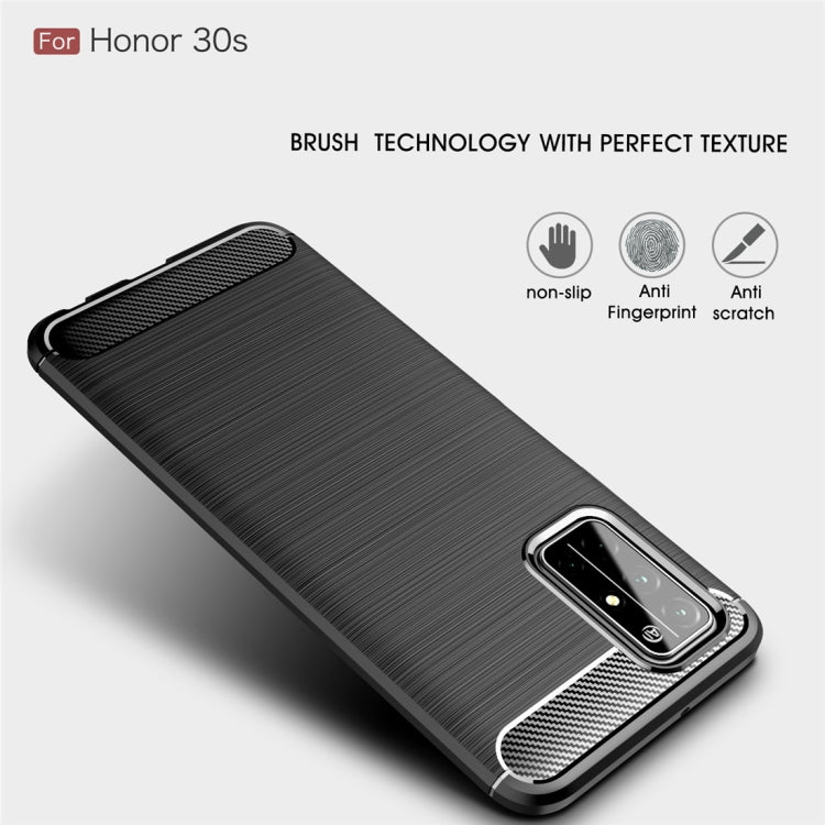 For Huawei Honor 30S Brushed Texture Carbon Fiber TPU Case(Black)